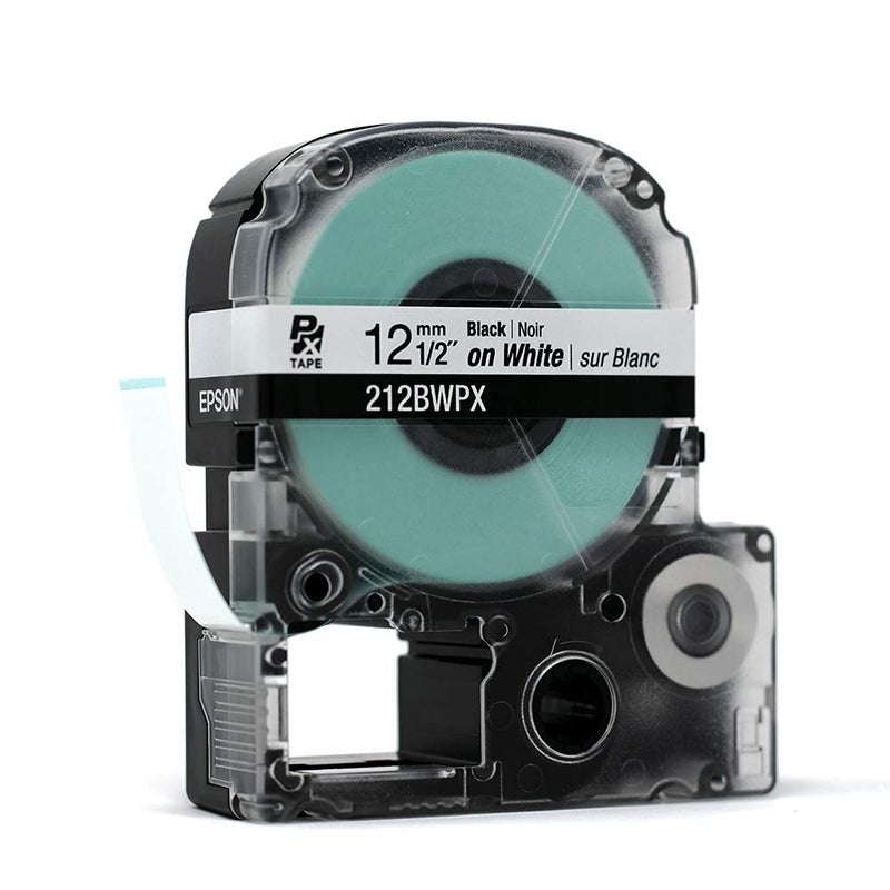 LABELWORKS Epson LABELWORKS 212BWPX PET (Polyester) Tape Cartridge - Black on White Standard Industrial Label Maker Tape - 1/2"" (12MM) Wide  30 ft - Image 4